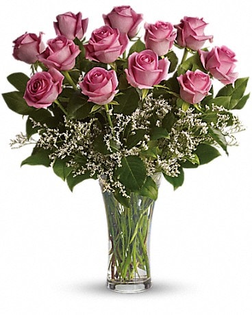 Make Me Blush - Dozen Long Stemmed Pink Roses Bouquet