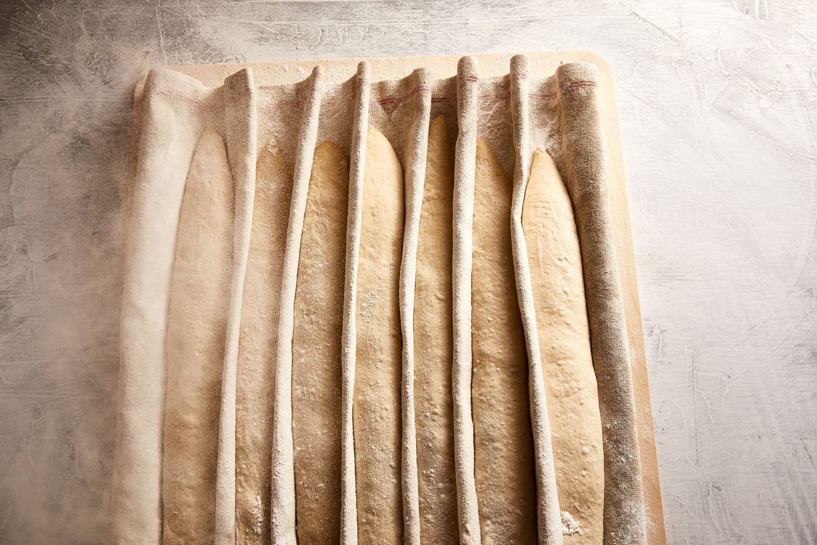 Baguettes ready to be baked