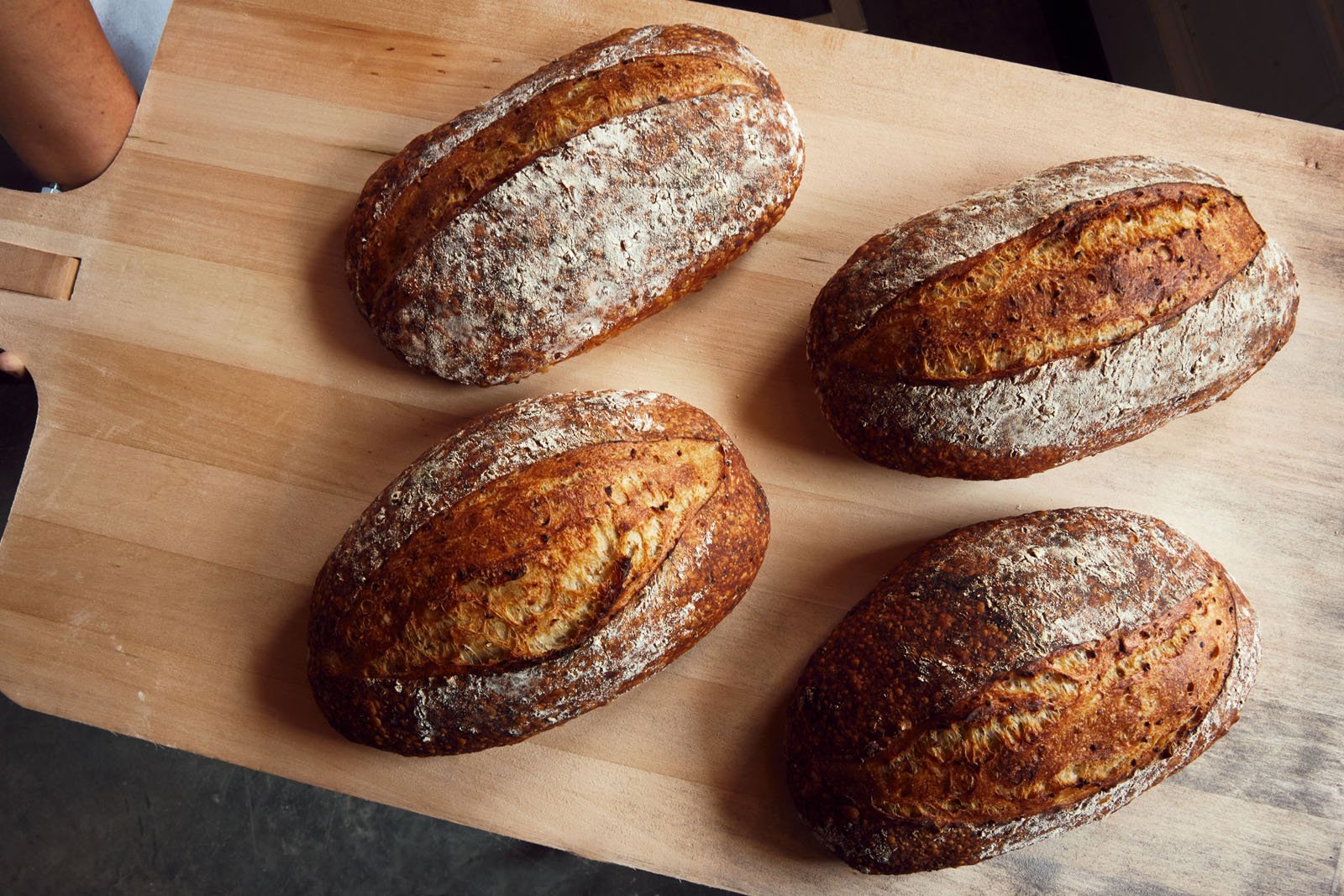 Four loaves of artisan bread