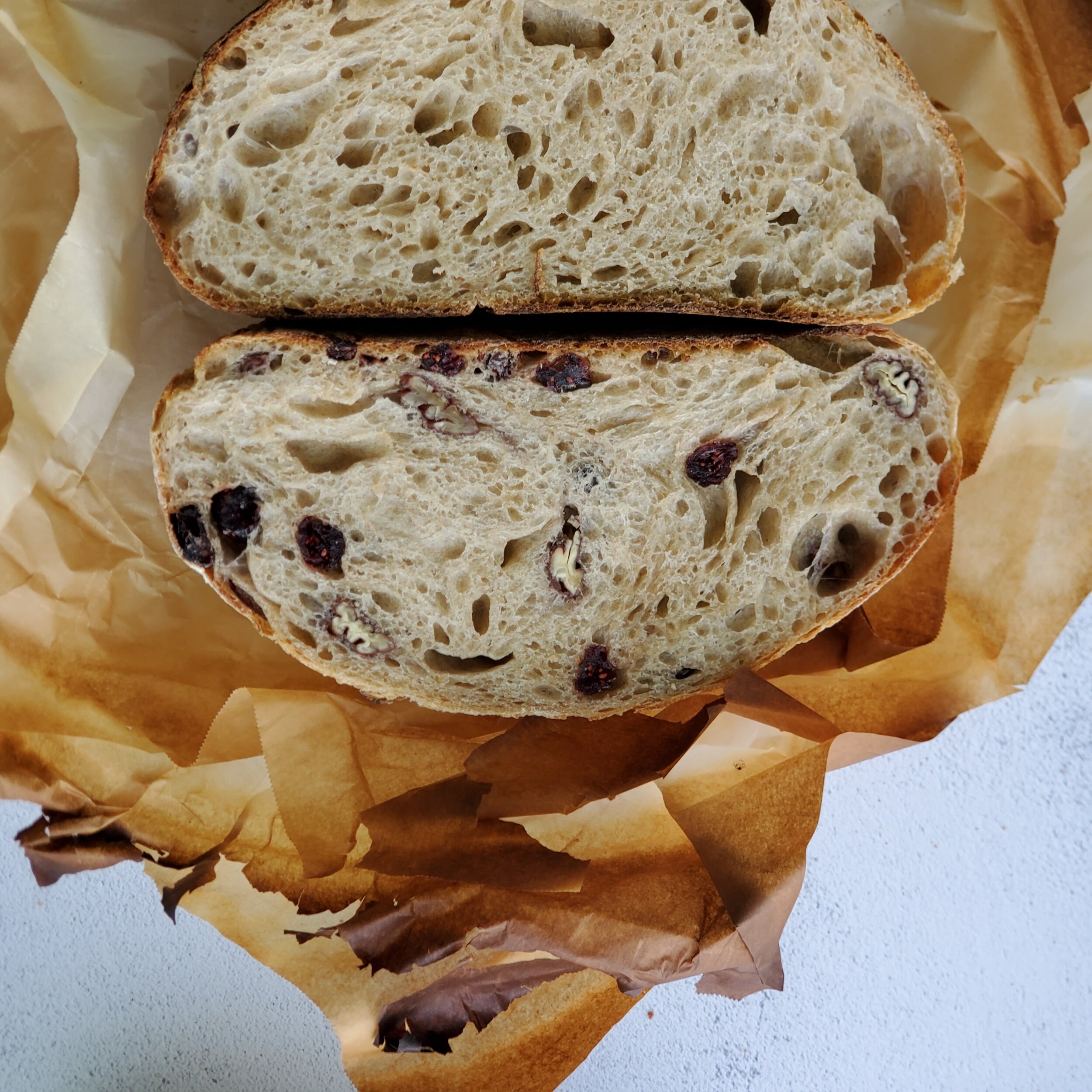 cranberry-pecan sourdough bread