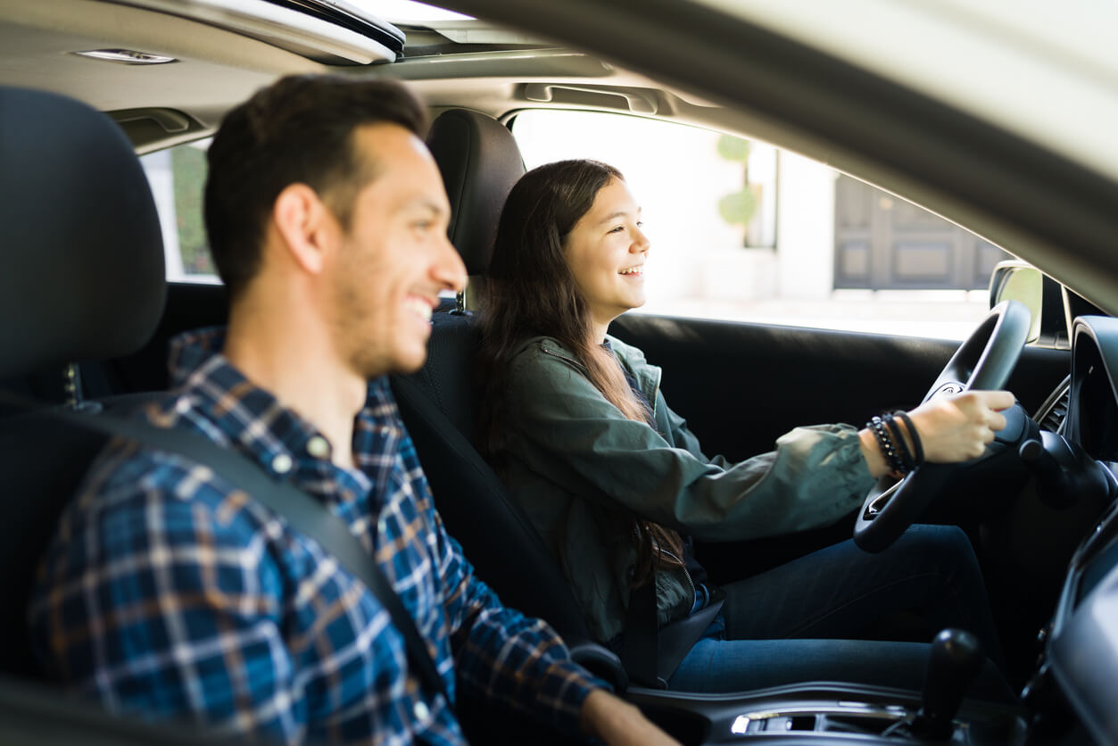 Student behind the wheel with the instructor